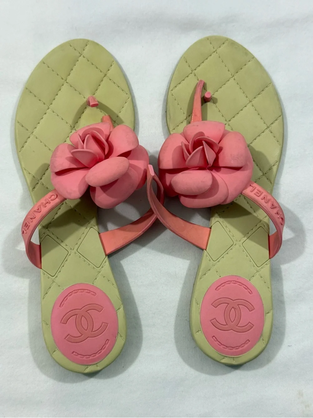 CHANEL Camellia Jelly Thong Sandals Pink EU 37 Repair / Crafts / Parts